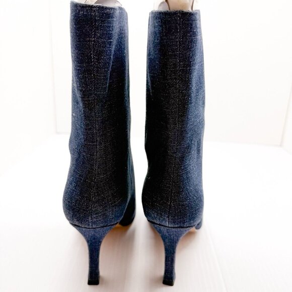 Lisa Vicky Denim Boots Size 7 Blue Arthaul-V Pointed Toe Mid Calf Heels Y2K NIB - Picture 7 of 13